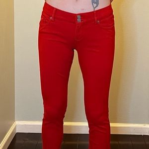Hollister Jegging in Red with Zipper Detail